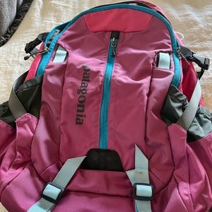 Patagonia pink backpack with lots of compartments